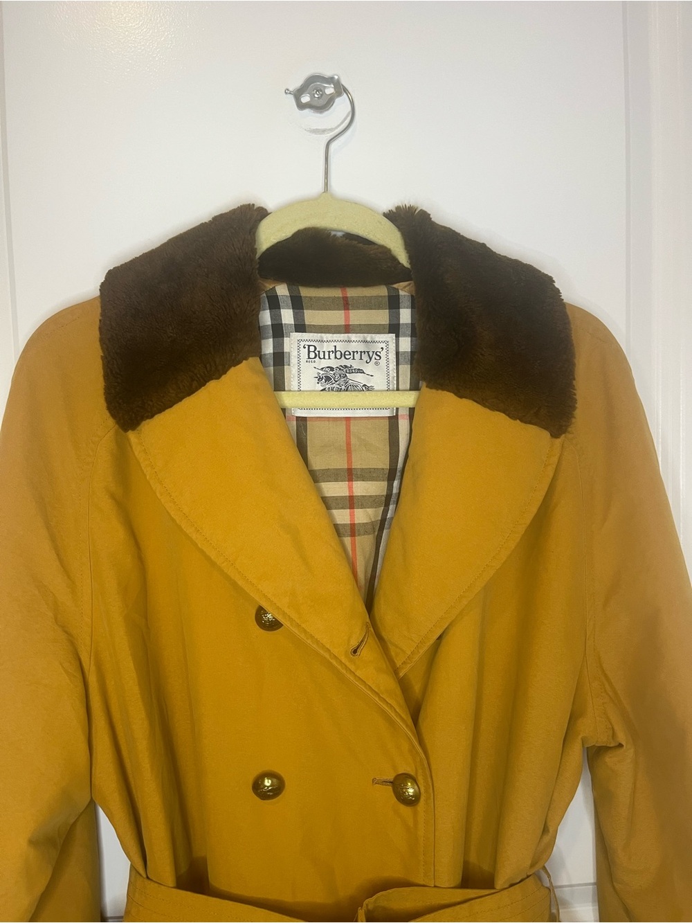 Vintage Burberry Women's Mustard Double-Breasted Trench Coat - size 8 (40) - Picture 3 of 13